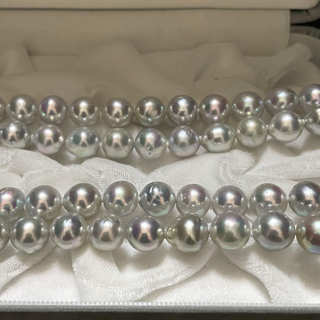 【テリ最強✨33万】あこや真珠 ロングネックレス 9.0-9.5 パール ブルー