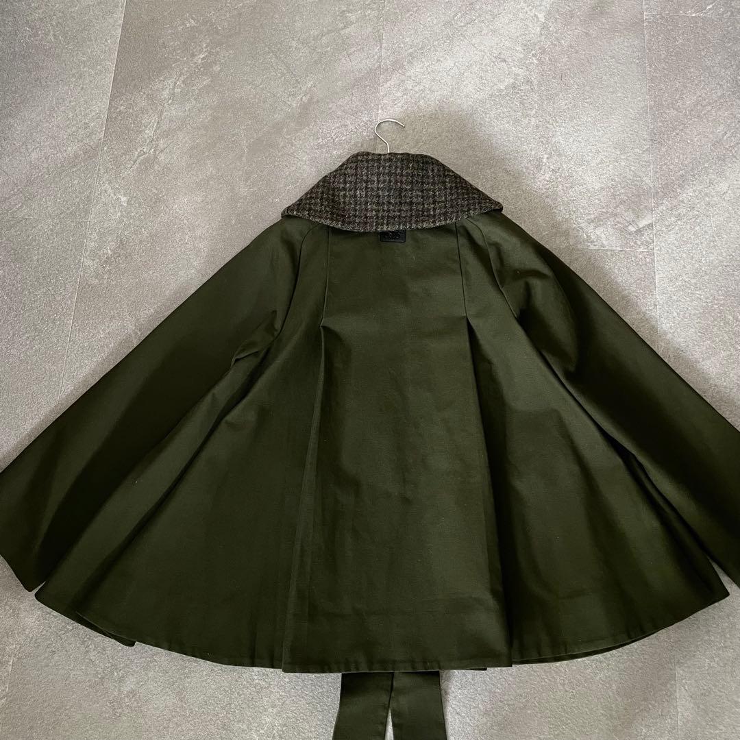 美品★ロエベ　ハウンドトゥース カラージャケット　ケープコート　32 襟着脱可