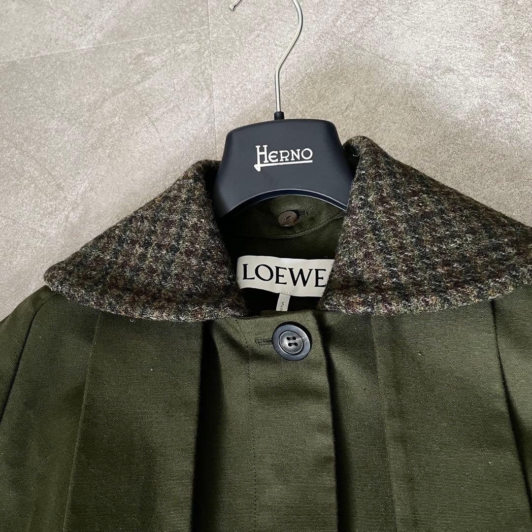 美品★ロエベ　ハウンドトゥース カラージャケット　ケープコート　32 襟着脱可