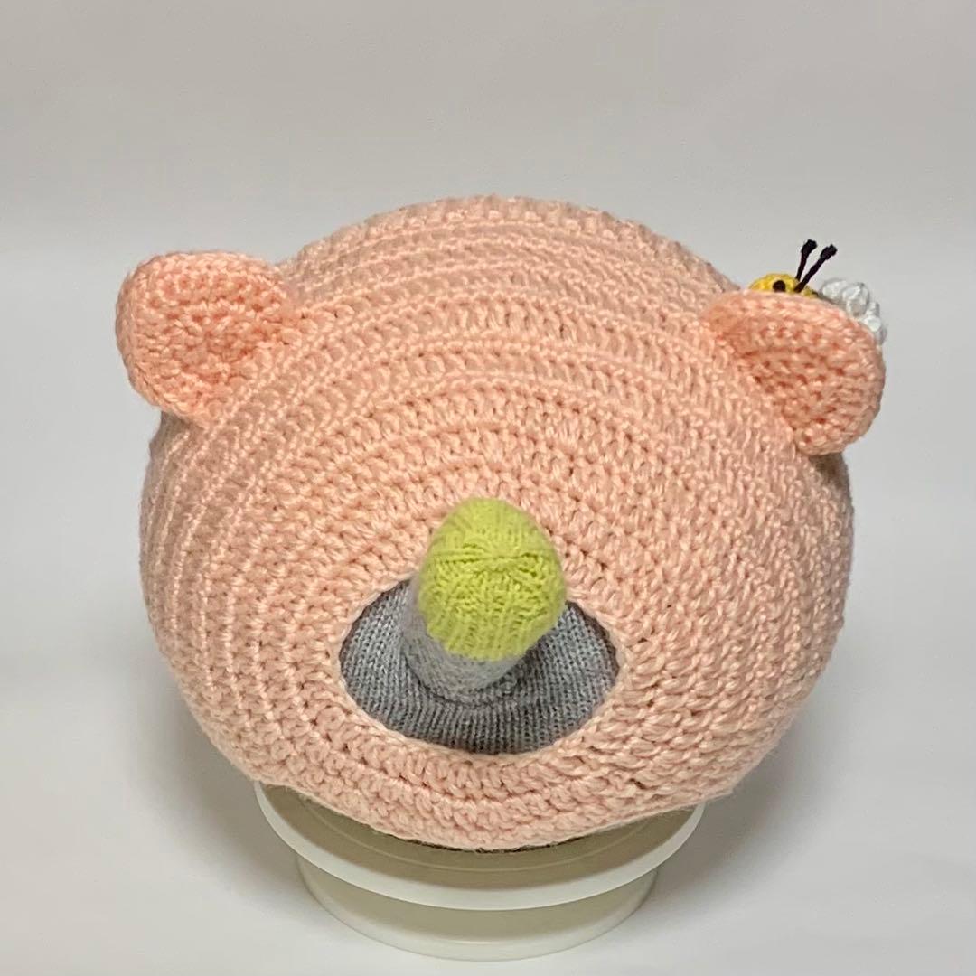 ℛちゃん。♡ くまのボンネット（グレー、ピンク）棒編みのニット帽（白）✖️2