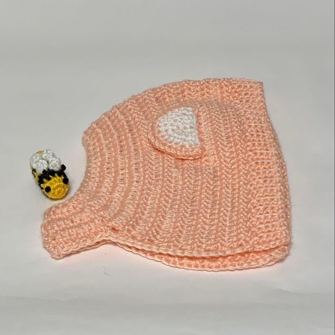 ℛちゃん。♡ くまのボンネット（グレー、ピンク）棒編みのニット帽（白）✖️2