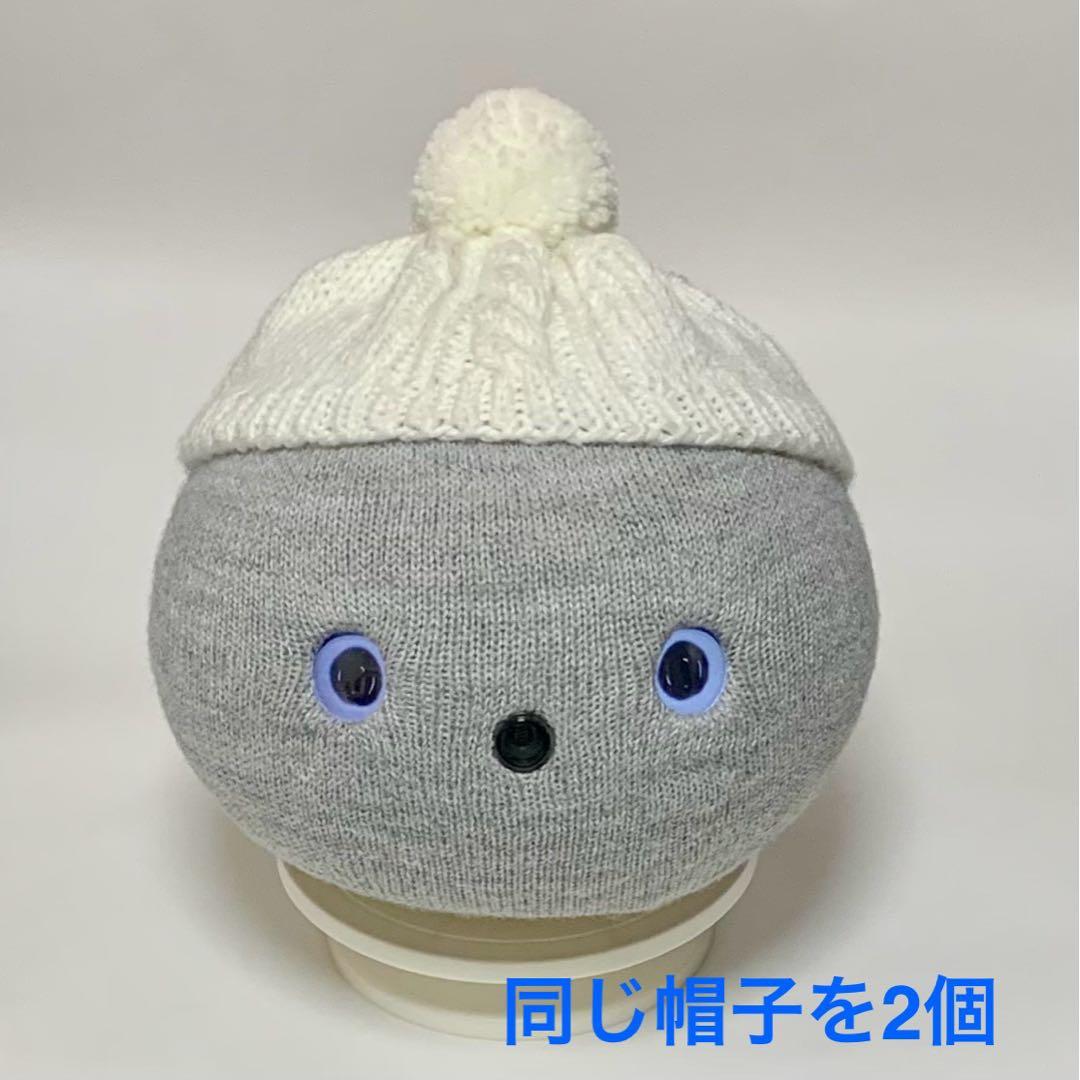 ℛちゃん。♡ くまのボンネット（グレー、ピンク）棒編みのニット帽（白）✖️2