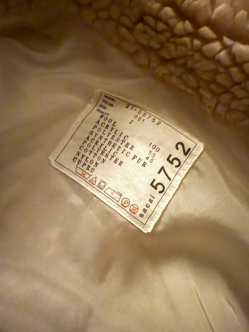 sacai ボアファージャケット 2