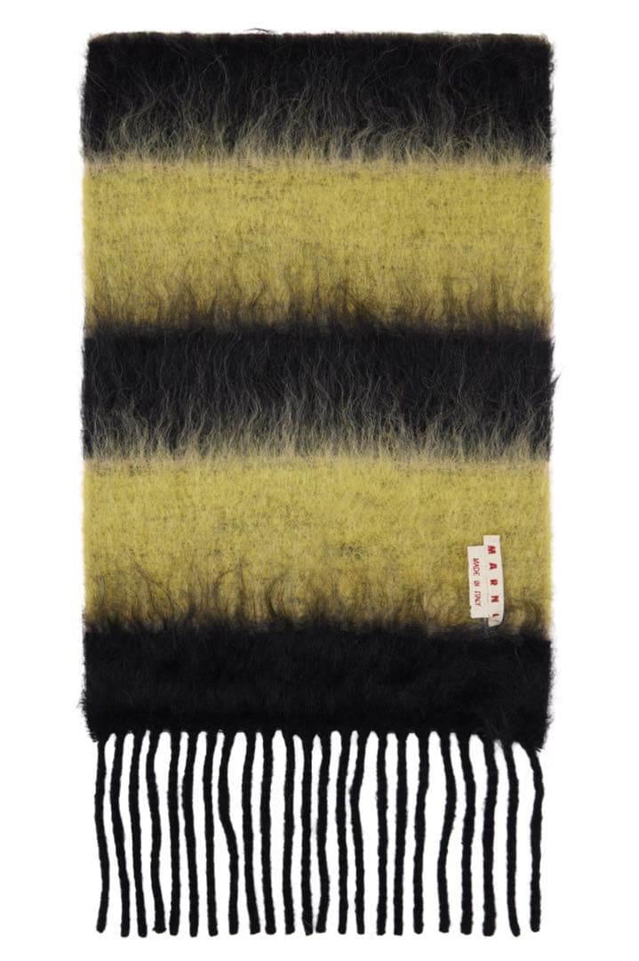 marni イエロー ブラック ボーダーマフラー