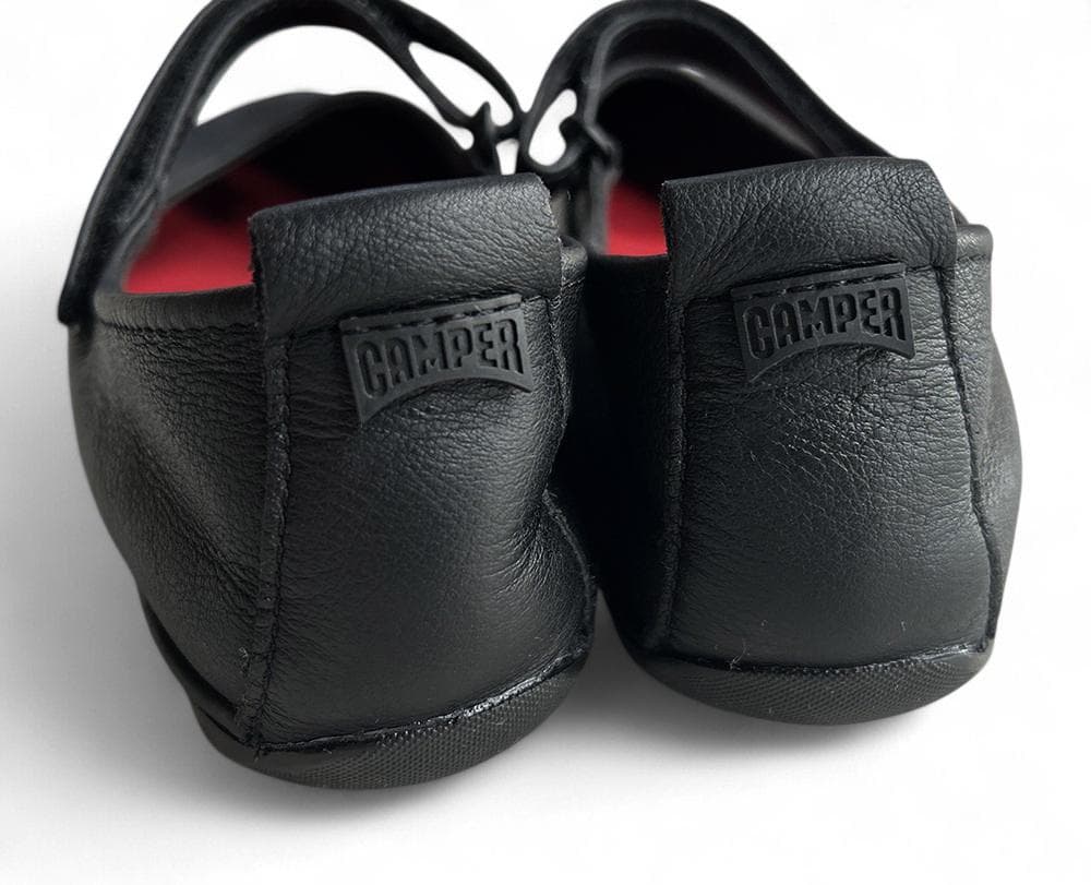 美品カンペール 本革レザー ライトニナ メリージェーン ストラップパンプス黒23