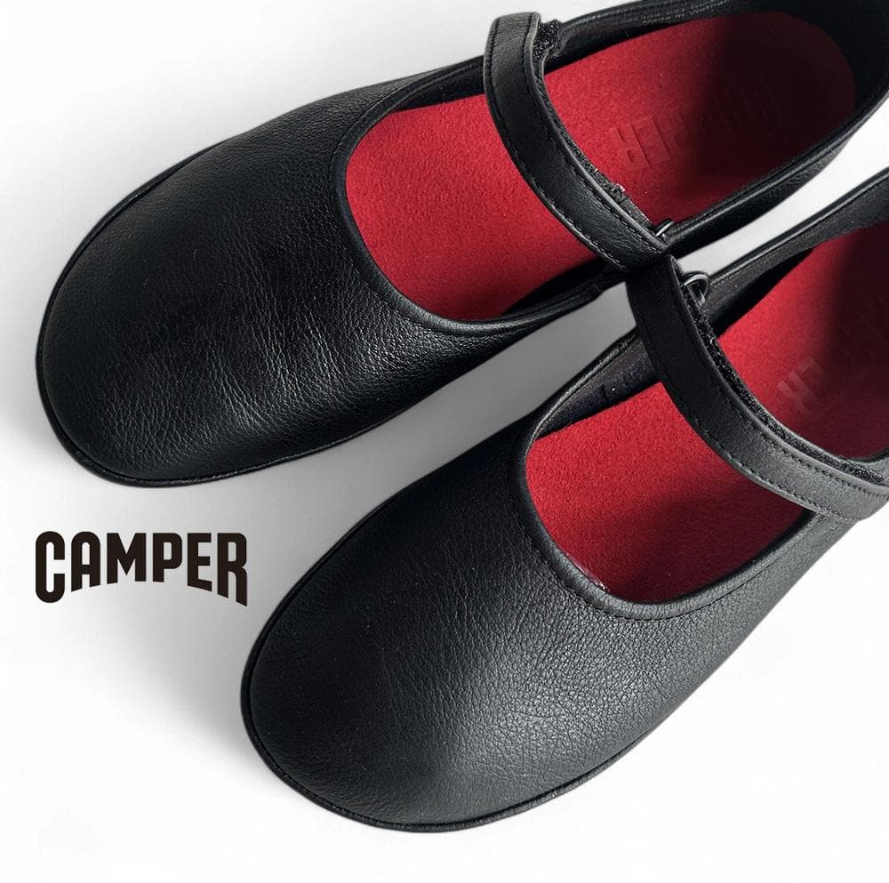 美品カンペール 本革レザー ライトニナ メリージェーン ストラップパンプス黒23