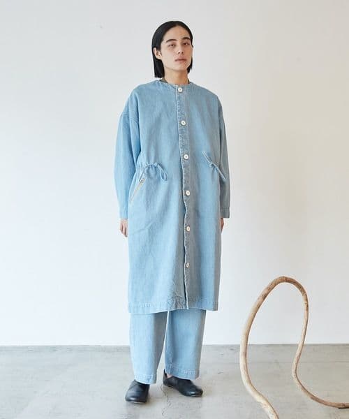 Dulcamara デニムレザーポケットノーカラーCT-C -DENIM-