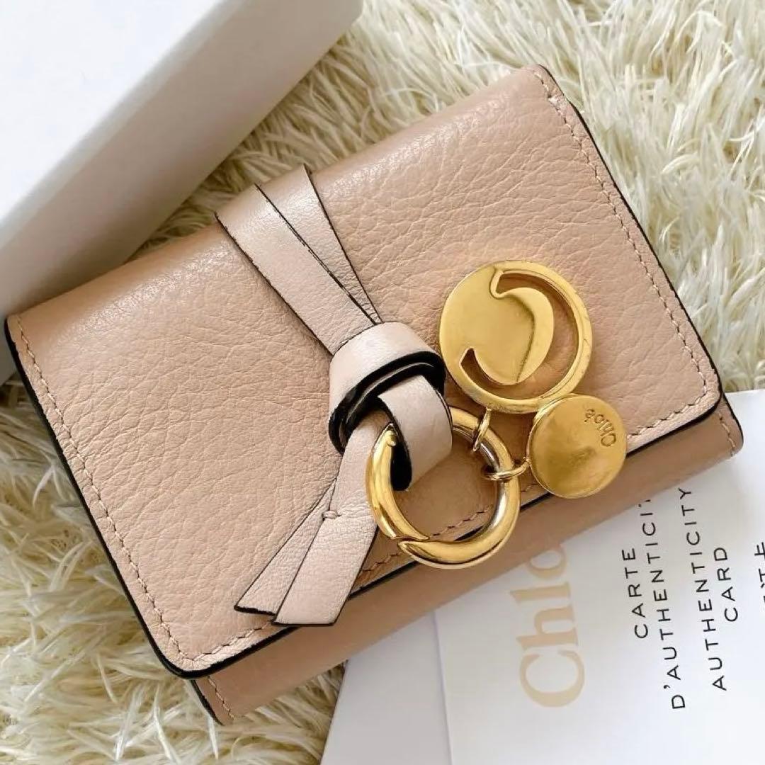 付属品完備✨クロエ 三つ折り財布 アルファベットレザー スモール トリフォールド