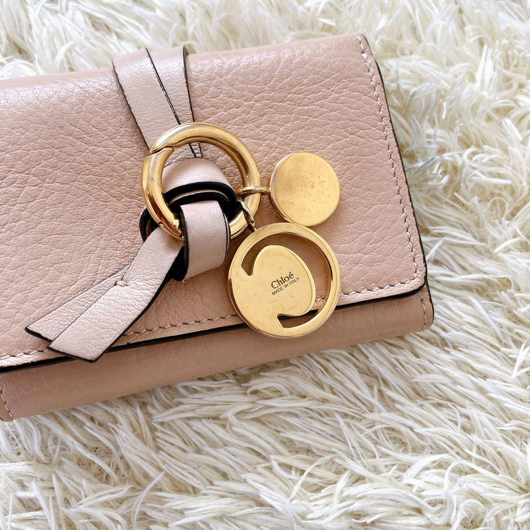 付属品完備✨クロエ 三つ折り財布 アルファベットレザー スモール トリフォールド