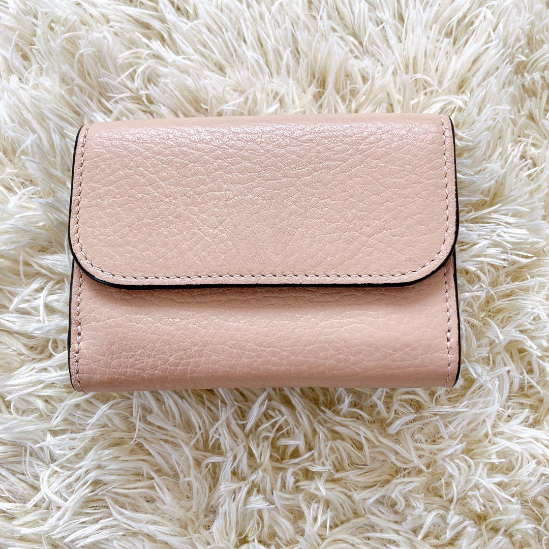 付属品完備✨クロエ 三つ折り財布 アルファベットレザー スモール トリフォールド