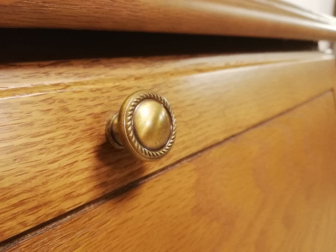 モデルルーム展示品　天然木楢材を使用したライティングビューローデスク 書斎机