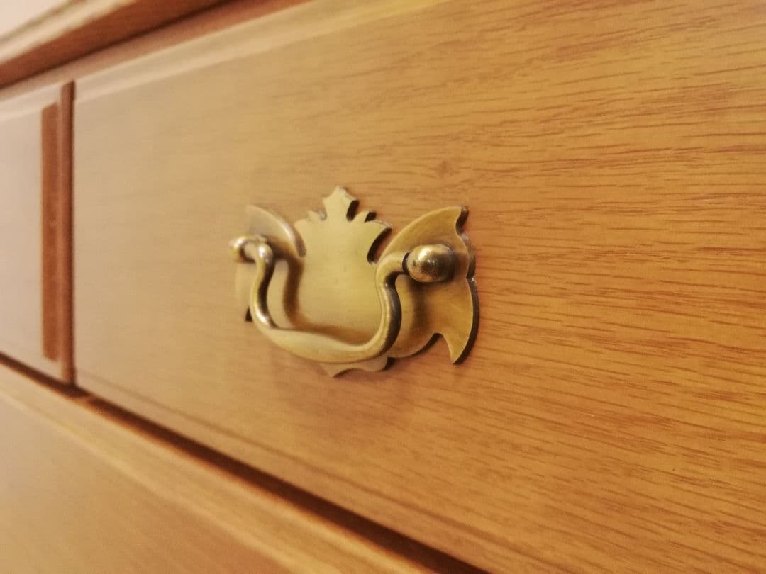 モデルルーム展示品　天然木楢材を使用したライティングビューローデスク 書斎机