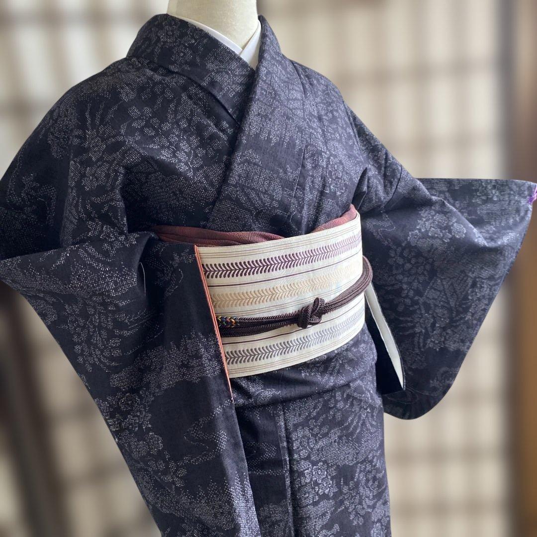 値下げ　本場　結城紬　縦横真綿　100山亀甲