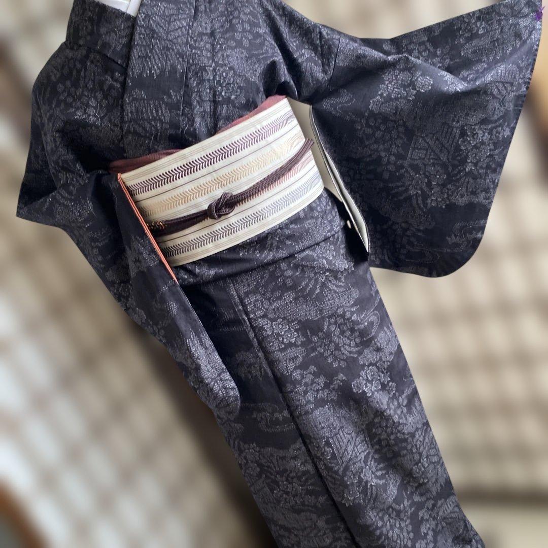 値下げ　本場　結城紬　縦横真綿　100山亀甲