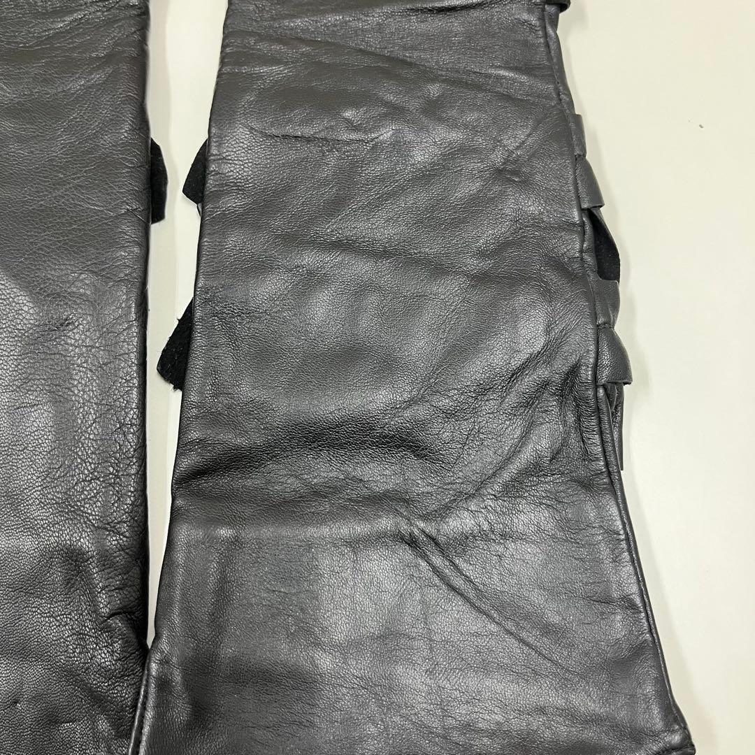 ヴェロフォンナ　フリル　レザーグローブ　ロング　黒