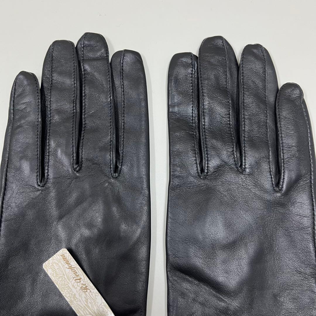 ヴェロフォンナ　フリル　レザーグローブ　ロング　黒