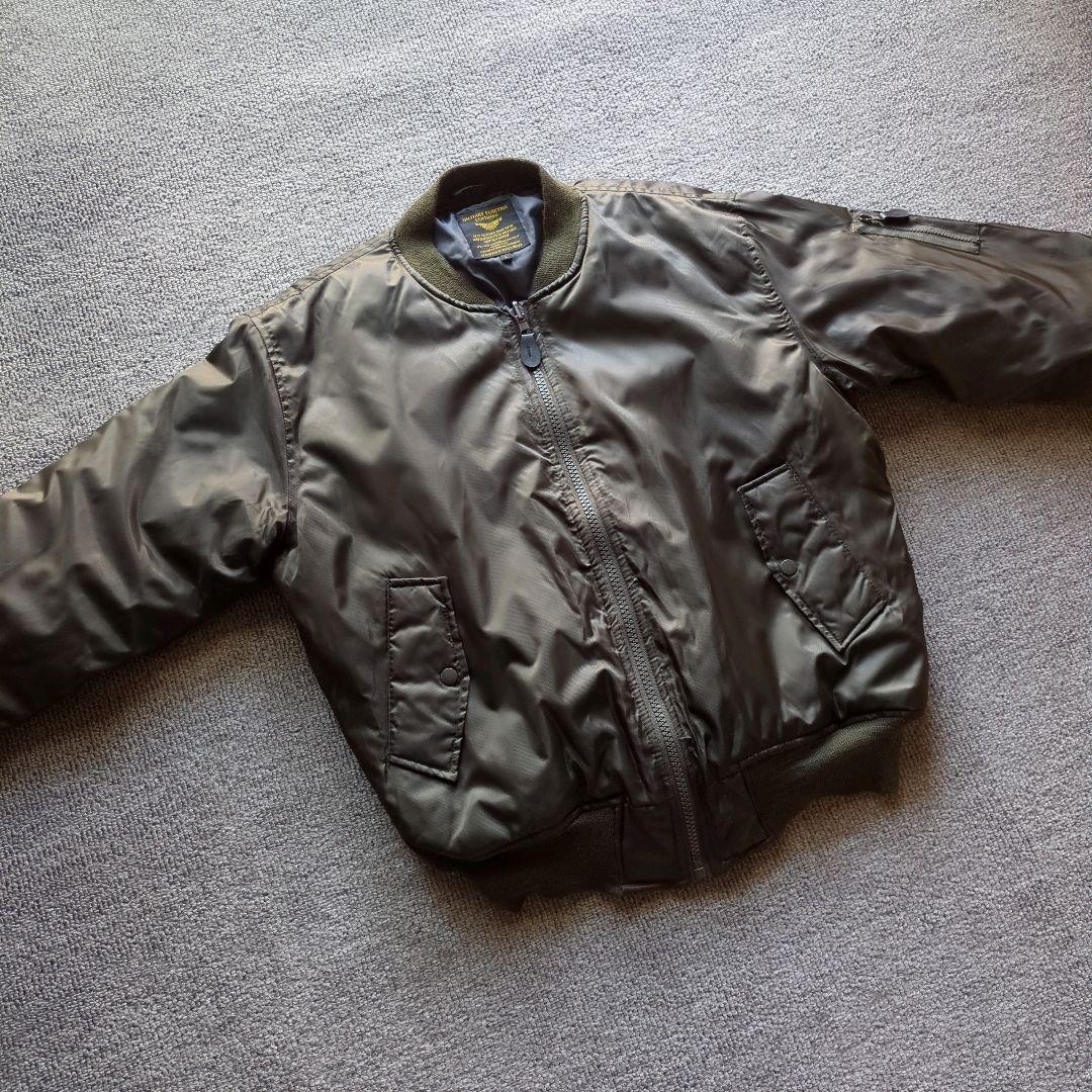 美品unknownMA-1フライトジャケットリバーシブルナイロン中綿短丈グレーL