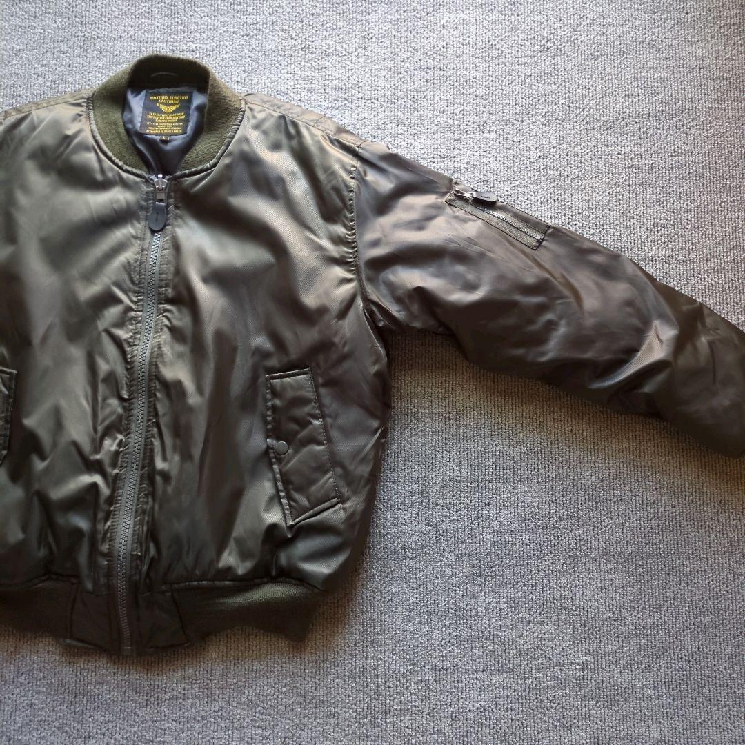 美品unknownMA-1フライトジャケットリバーシブルナイロン中綿短丈グレーL