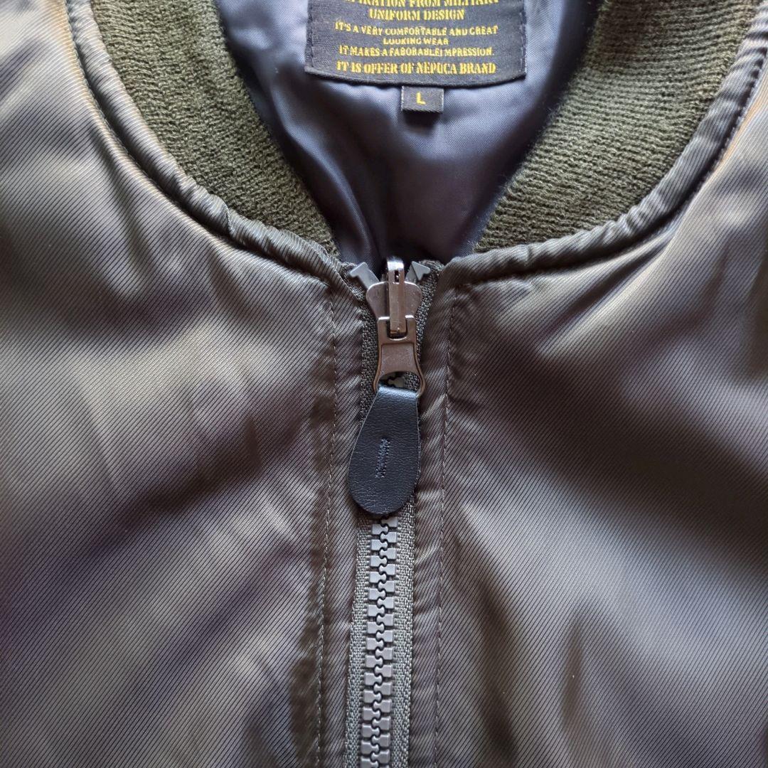 美品unknownMA-1フライトジャケットリバーシブルナイロン中綿短丈グレーL