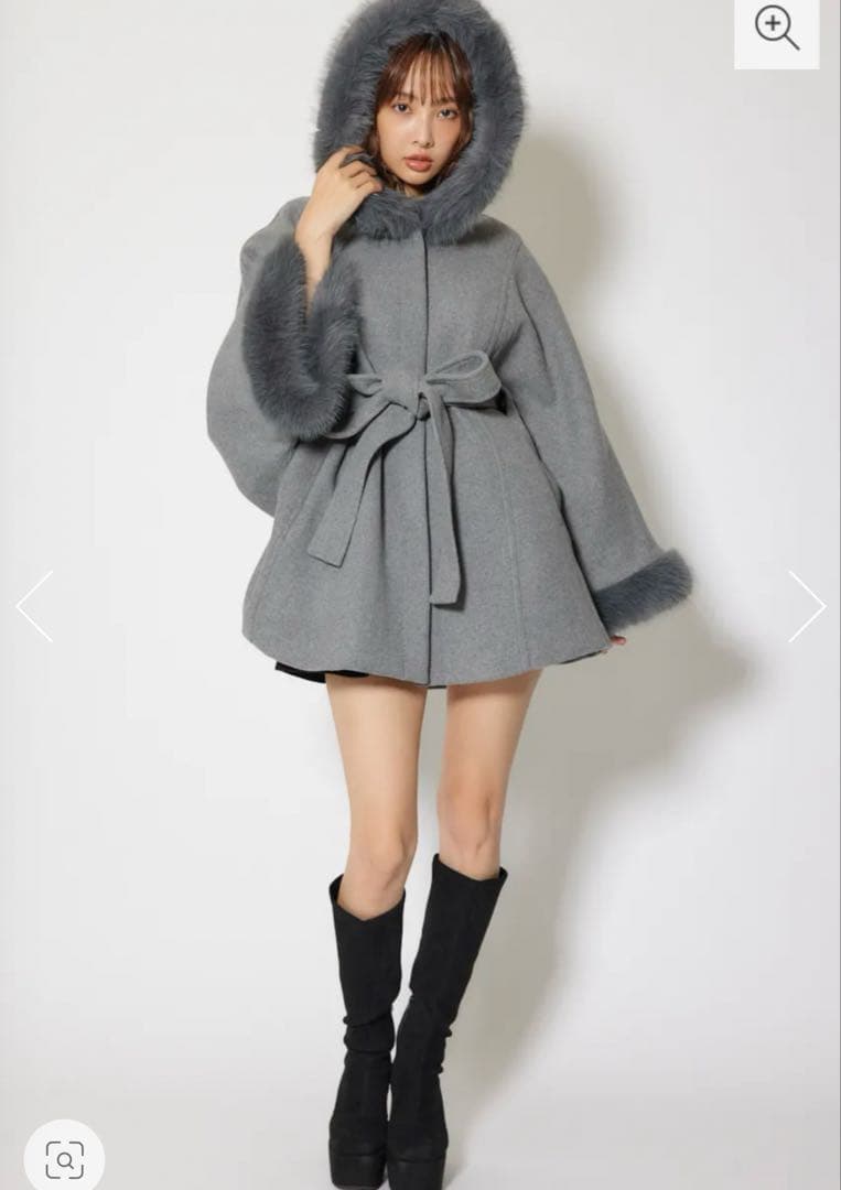 ウールMIXフードポンチョコート