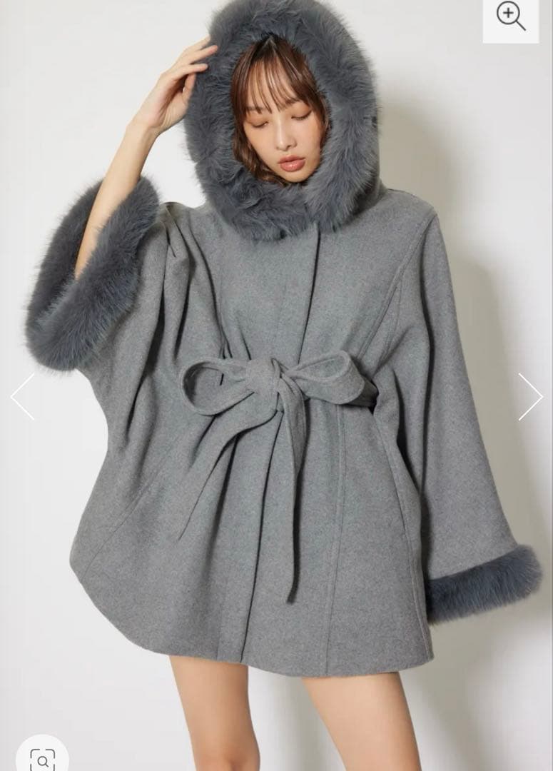 ウールMIXフードポンチョコート