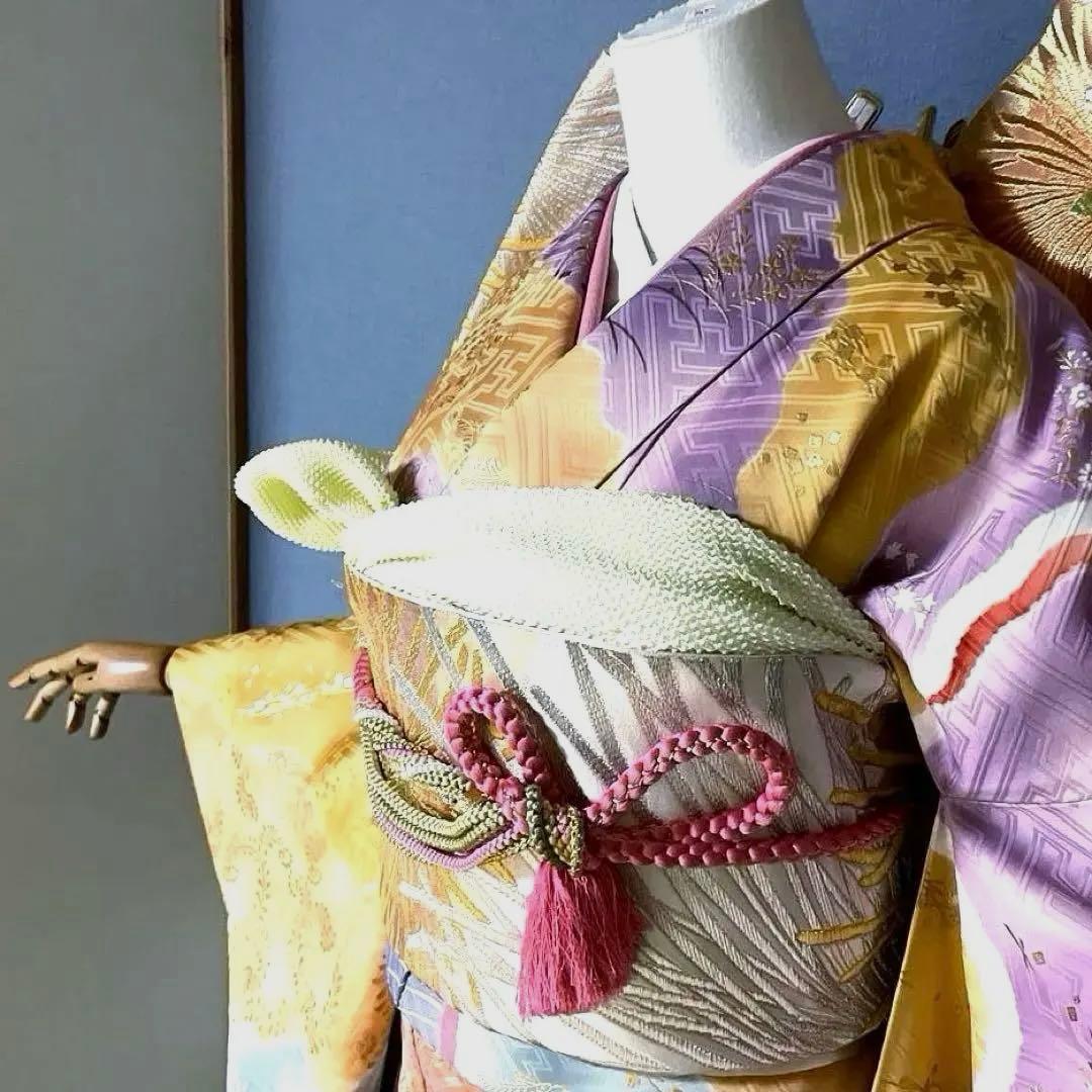 振袖フルセット　高身長　画家岩田専太郎　手描き友禅　成人式振袖　振袖　裄丈72