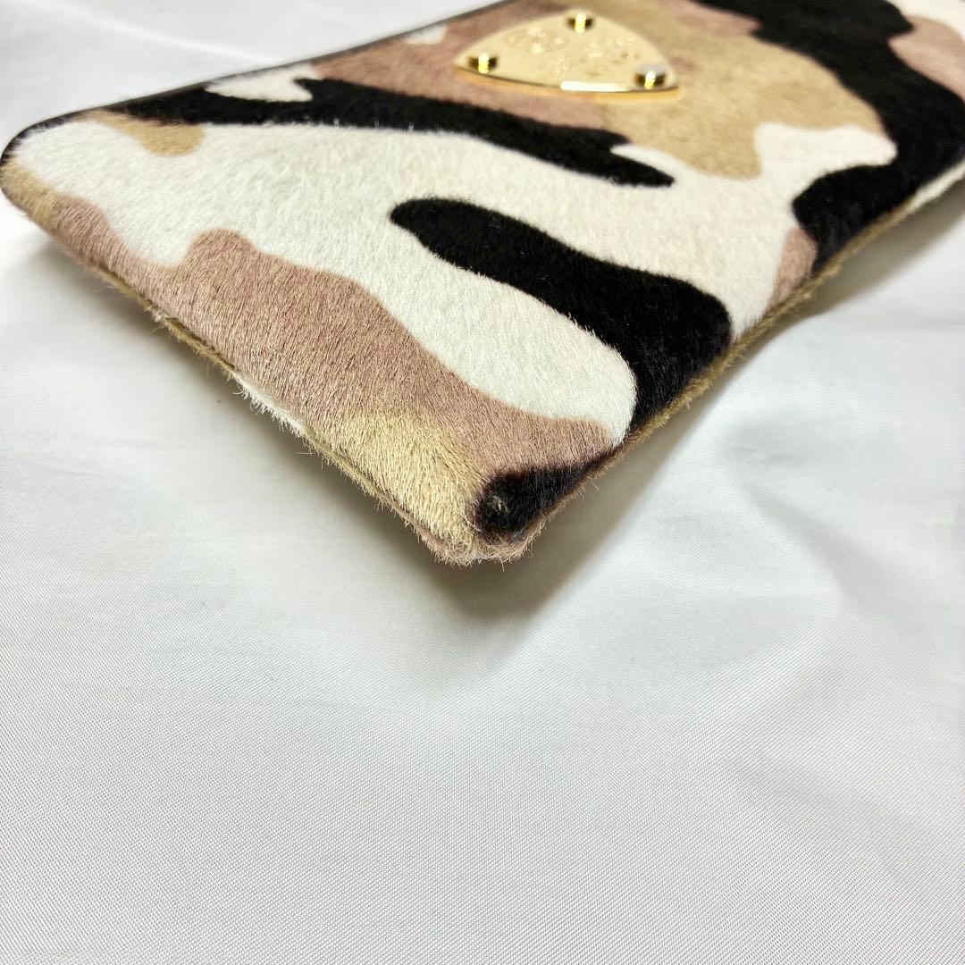 【美品】　アタオ　リモ　ハラコ　長財布　迷彩　カモフラ　ミリタリー　ベージュ