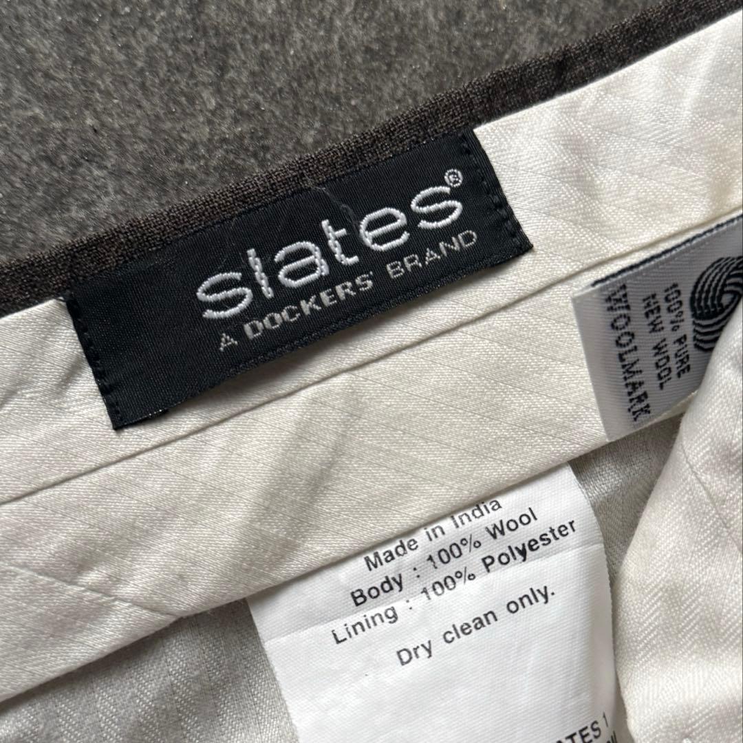 90s ワイドストレート 2タック スラックス \"ダークブラウン\" W32