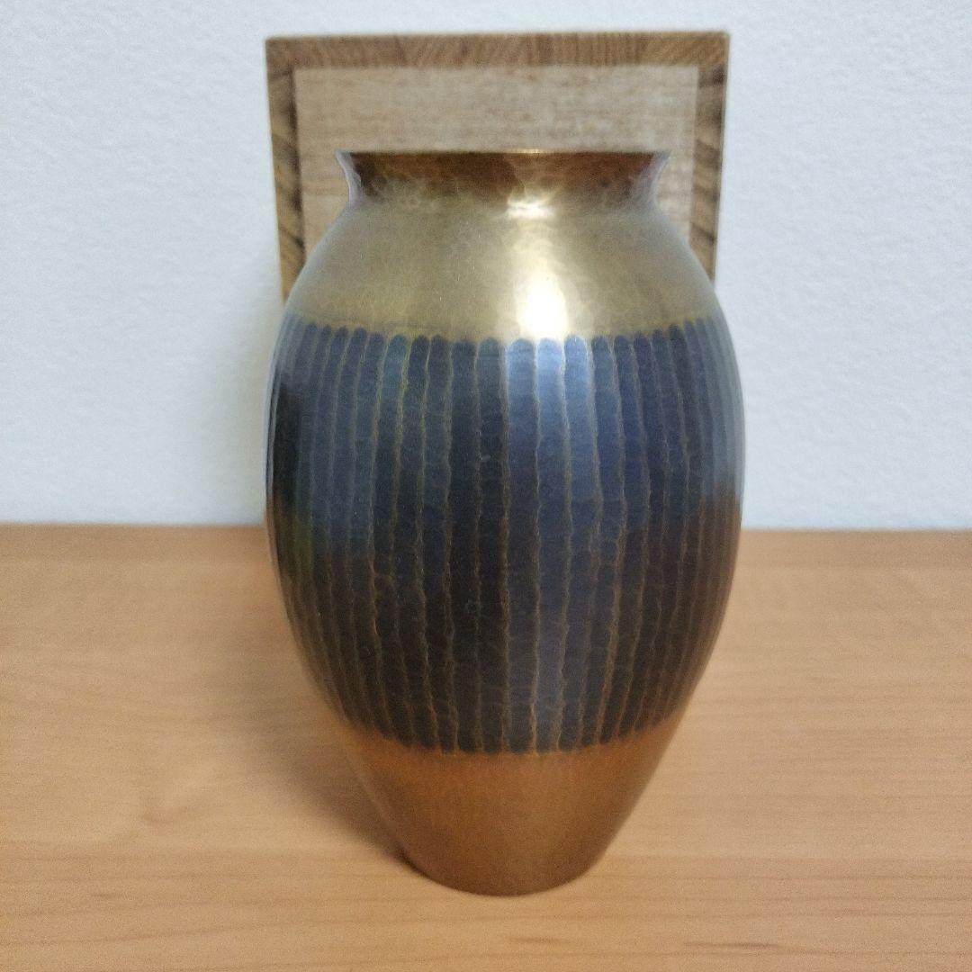 【未使用品】無形文化玉川堂 鎚起銅器花瓶 木箱付き