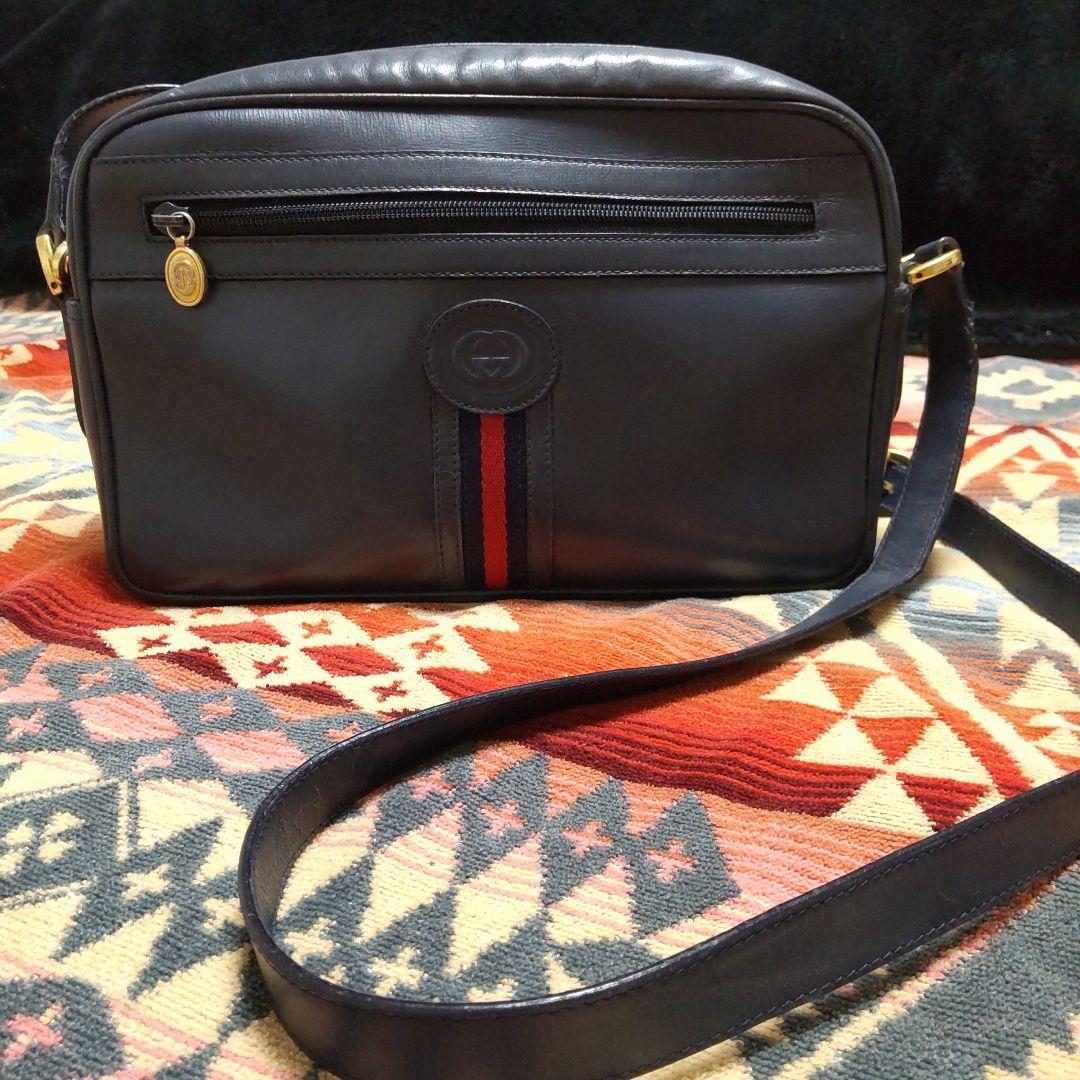 オールドGUCCI ネイビー ショルダーバッグ
