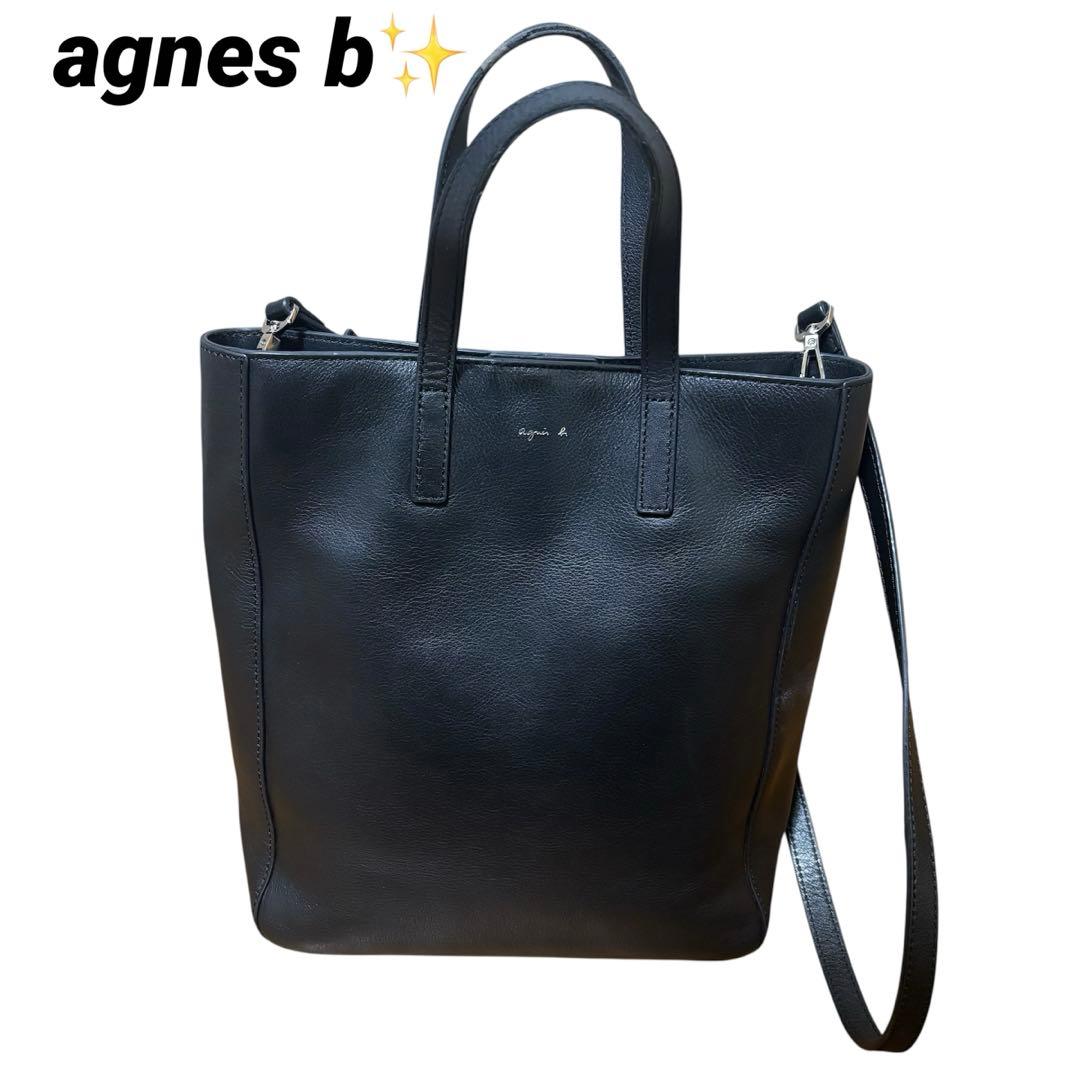 agnes b✨ショルダーバッグ LUCY 2way レザー ブラック