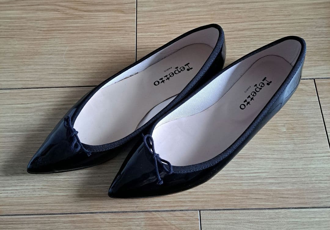 repetto エナメル 黒 ポインテッドトゥ バレエシューズ 38