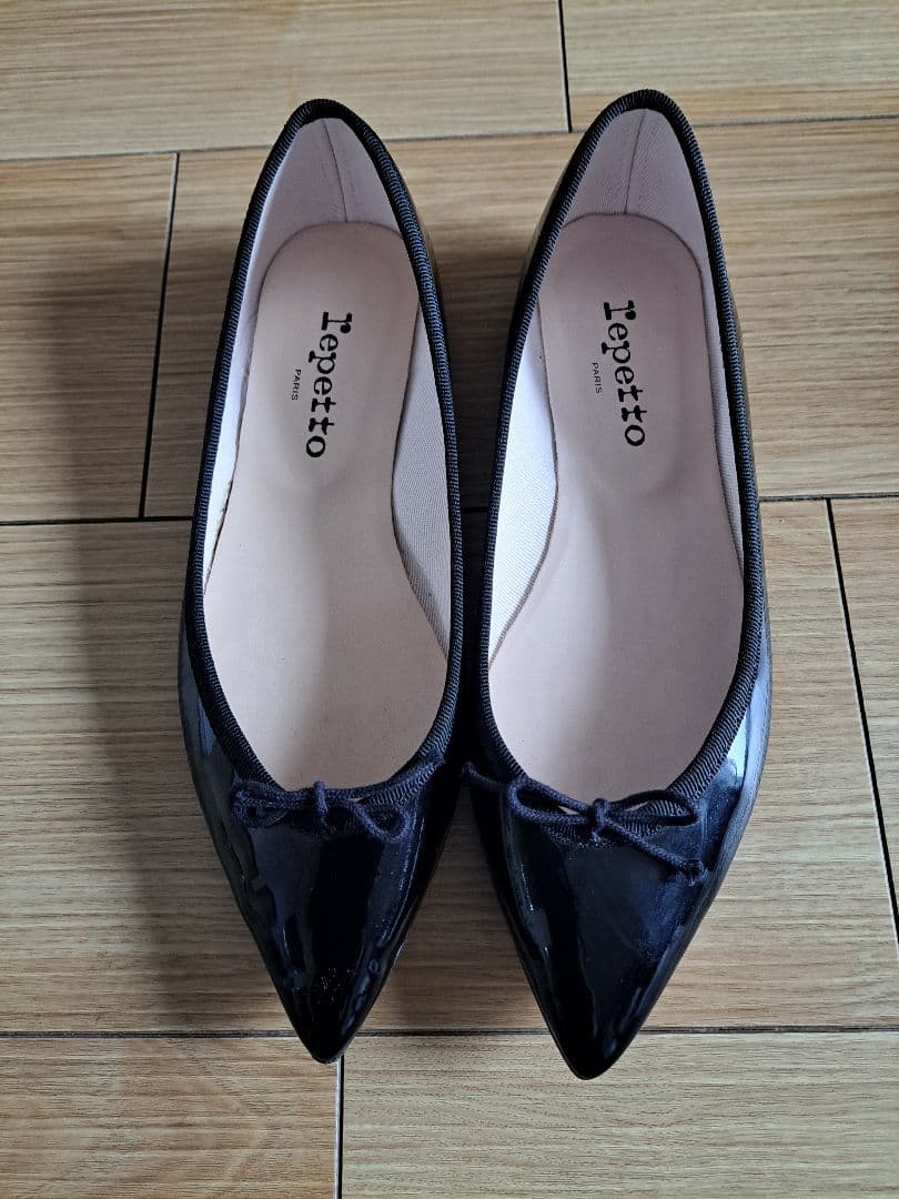 repetto エナメル 黒 ポインテッドトゥ バレエシューズ 38