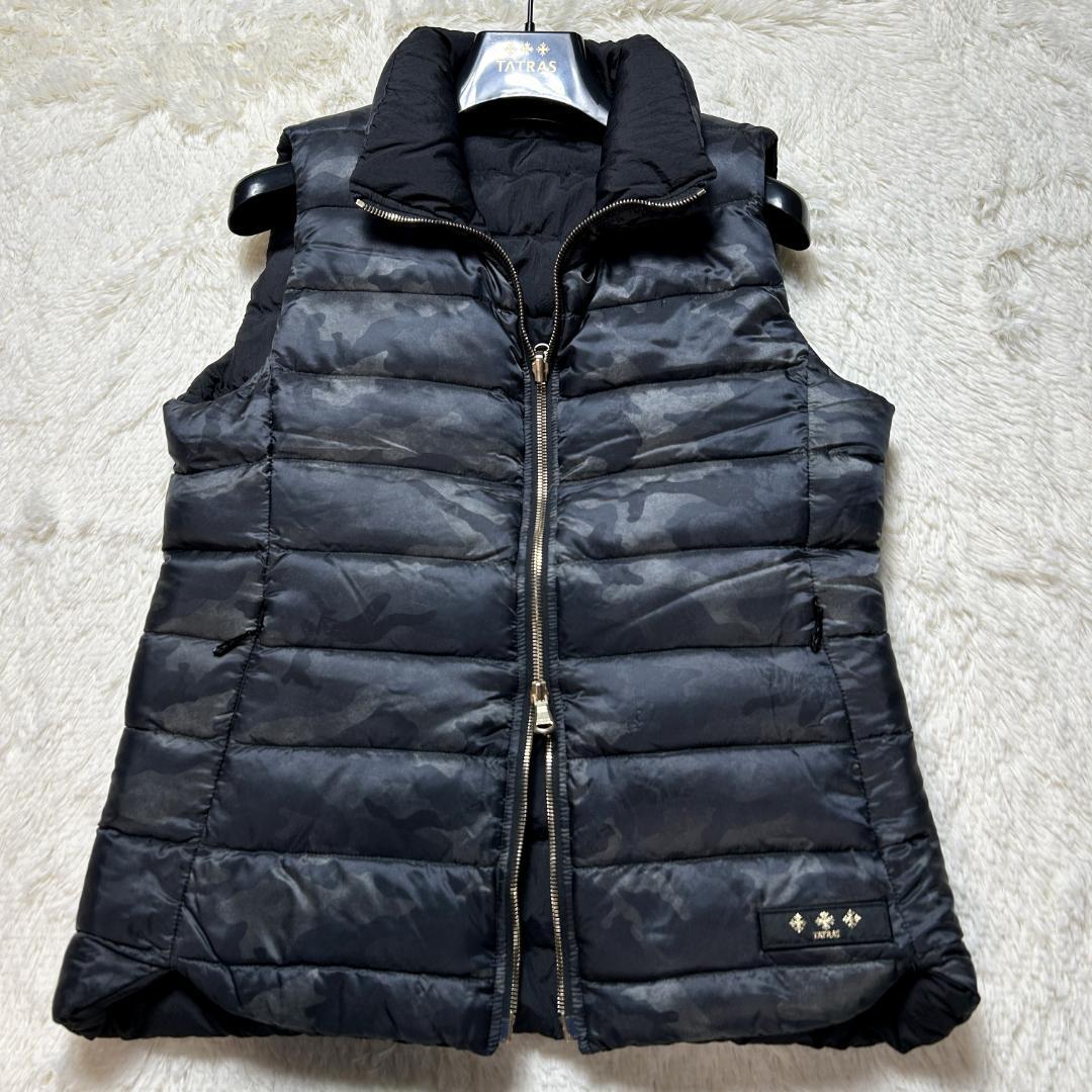 美品✨タトラス ダウンベスト リバーシブル カモフラ柄 ブラック M 軽量