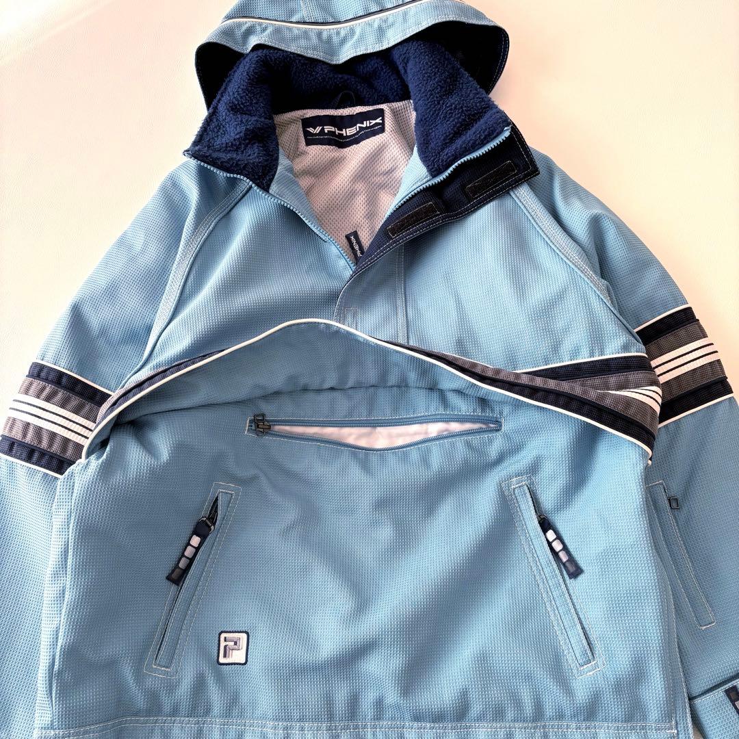 ■美品PHENIXスキースノーボードウェア上下セットレディースL水色×白