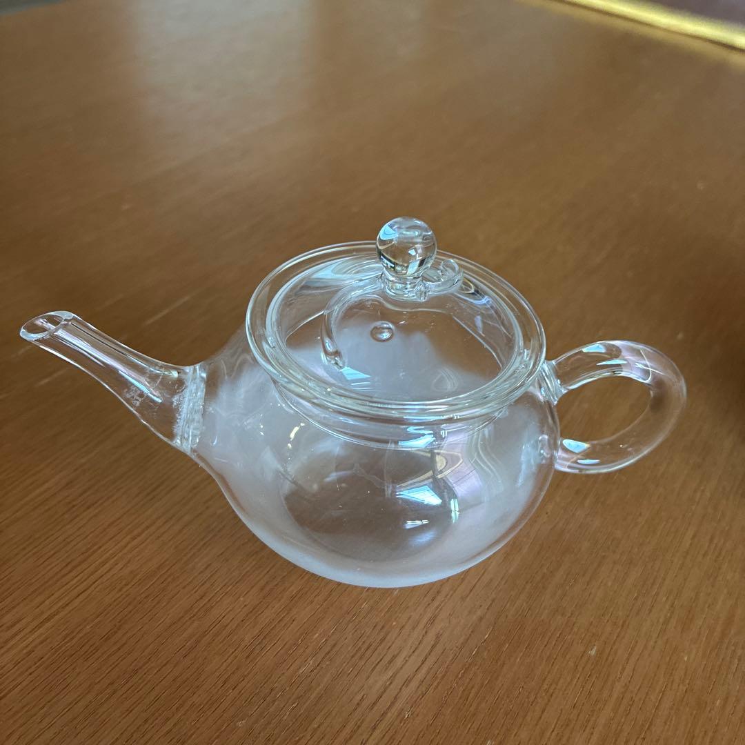 小川流煎茶道具　ガラス製急須 紋入。