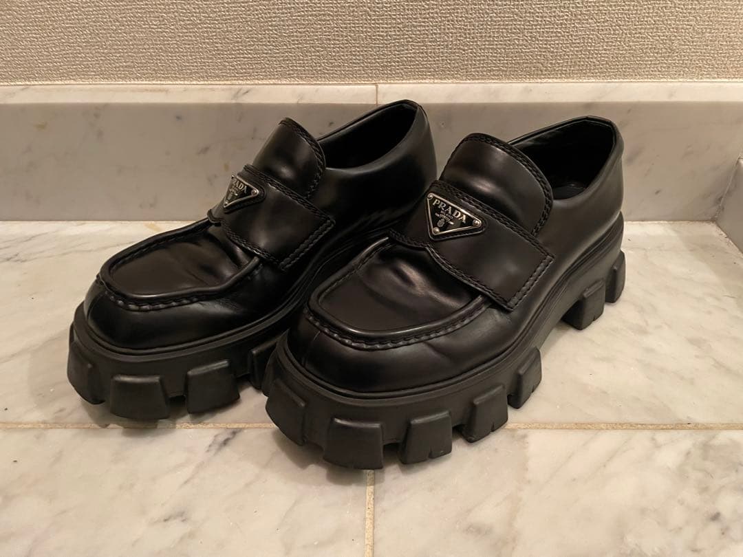 PRADA モノリス　ローファー　トライアングルロゴ　サンダル　6.5 美品