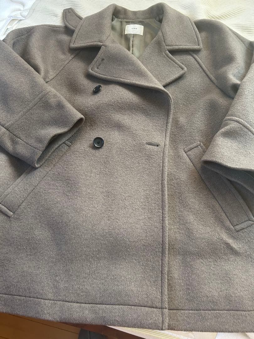 IENA ステンカラー　ダブルブレストピーコート　38 モカグレー/グレージュ