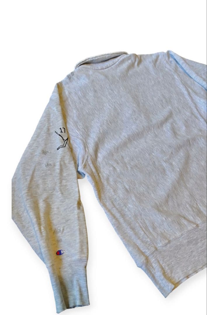 90s リバースウィーブ　チャンピオン　ハーフスナップボタン　ワンポイント　ボロ