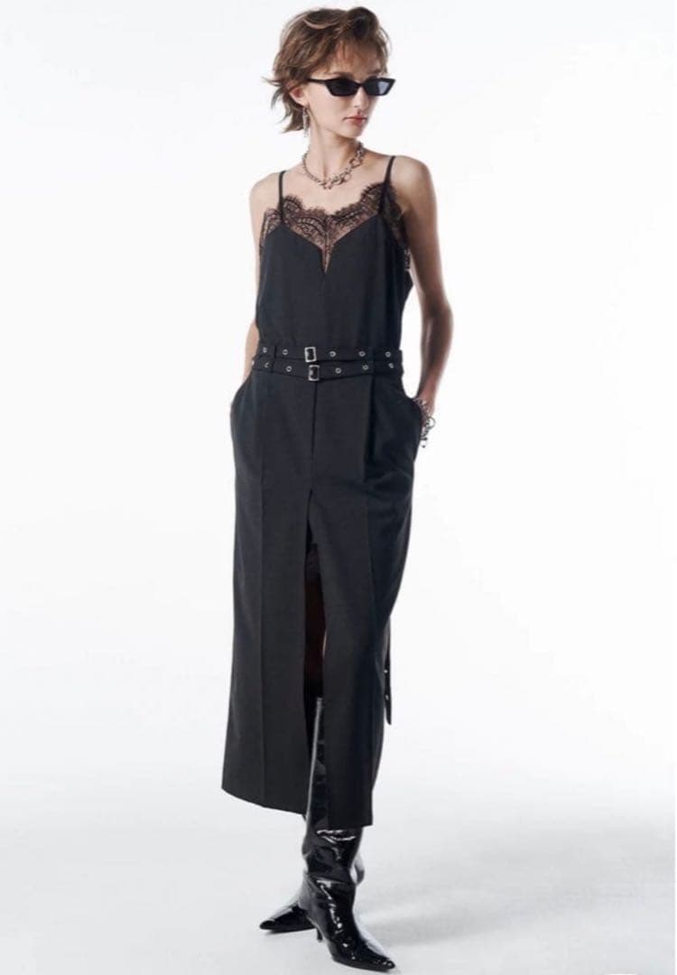 ワンピース josemoon LACE TRIM WOOL DRESS