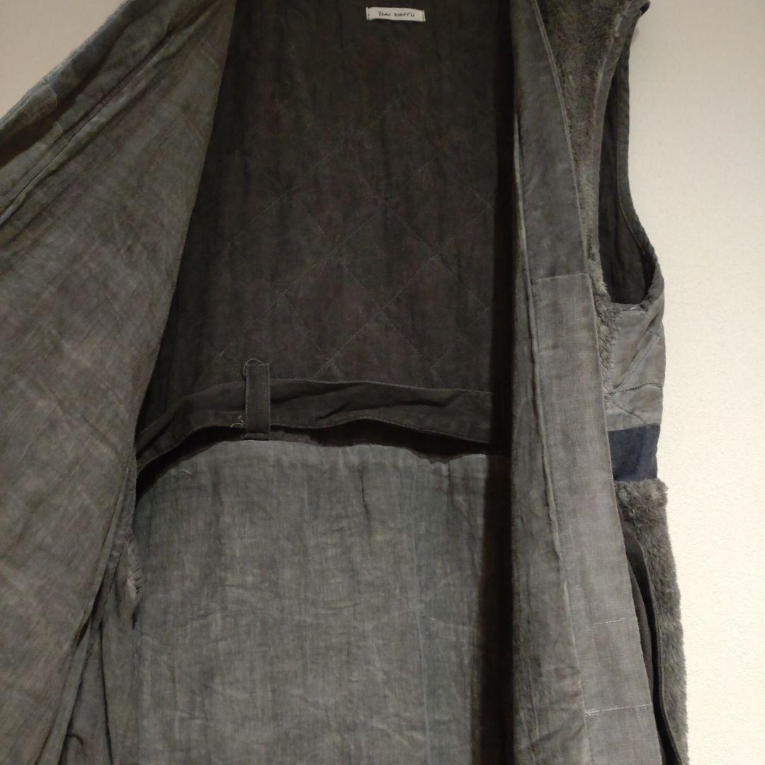 YEAH RIGHT!! ロング丈 ジレ コート 異素材 グレー ボア