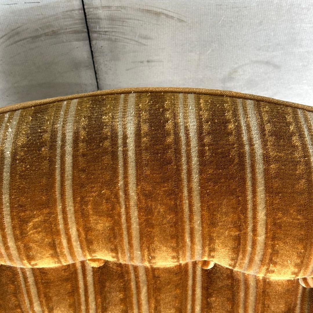 ★70s★昭和レトロ 応接ソファ｜純喫茶風 ストライプ ベロア 木肘アームチェア