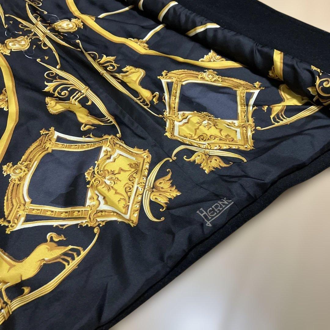 極美品　HERNO ヘルノ　カシミヤ 総柄 シルク ロングコート 42