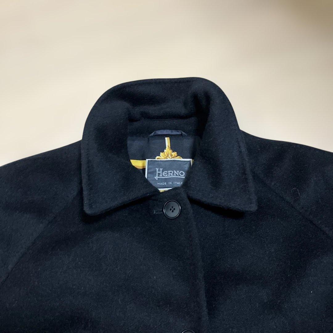 極美品　HERNO ヘルノ　カシミヤ 総柄 シルク ロングコート 42