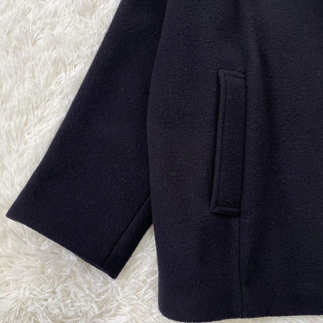 IENA ノーカラービーバーショートコート ネイビー 38