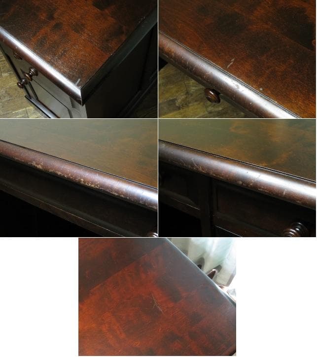 北海道民芸家具 樺 無垢材 片袖机 デスク 書斎机 北民 ホクミン 木製机