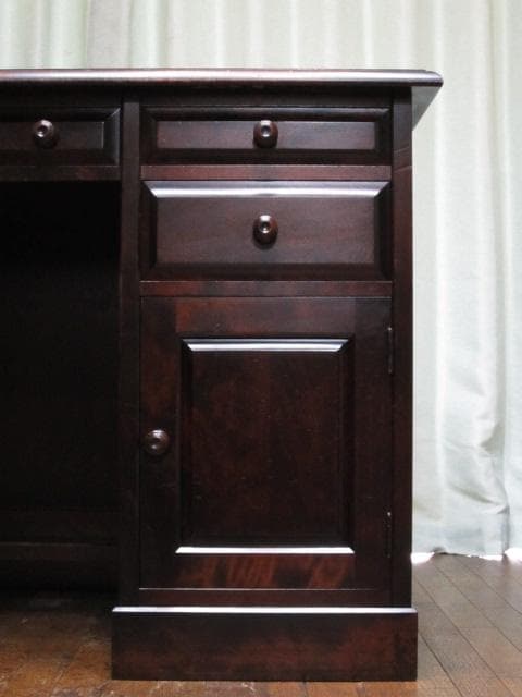 北海道民芸家具 樺 無垢材 片袖机 デスク 書斎机 北民 ホクミン 木製机