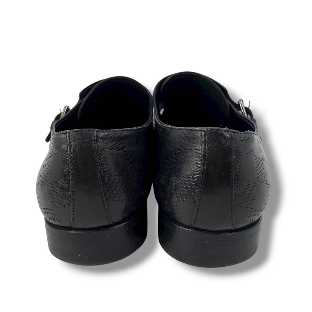 ルイ ヴィトン ダブルモンクストラップ シューズ ダミエアンフィニ レザー 7M