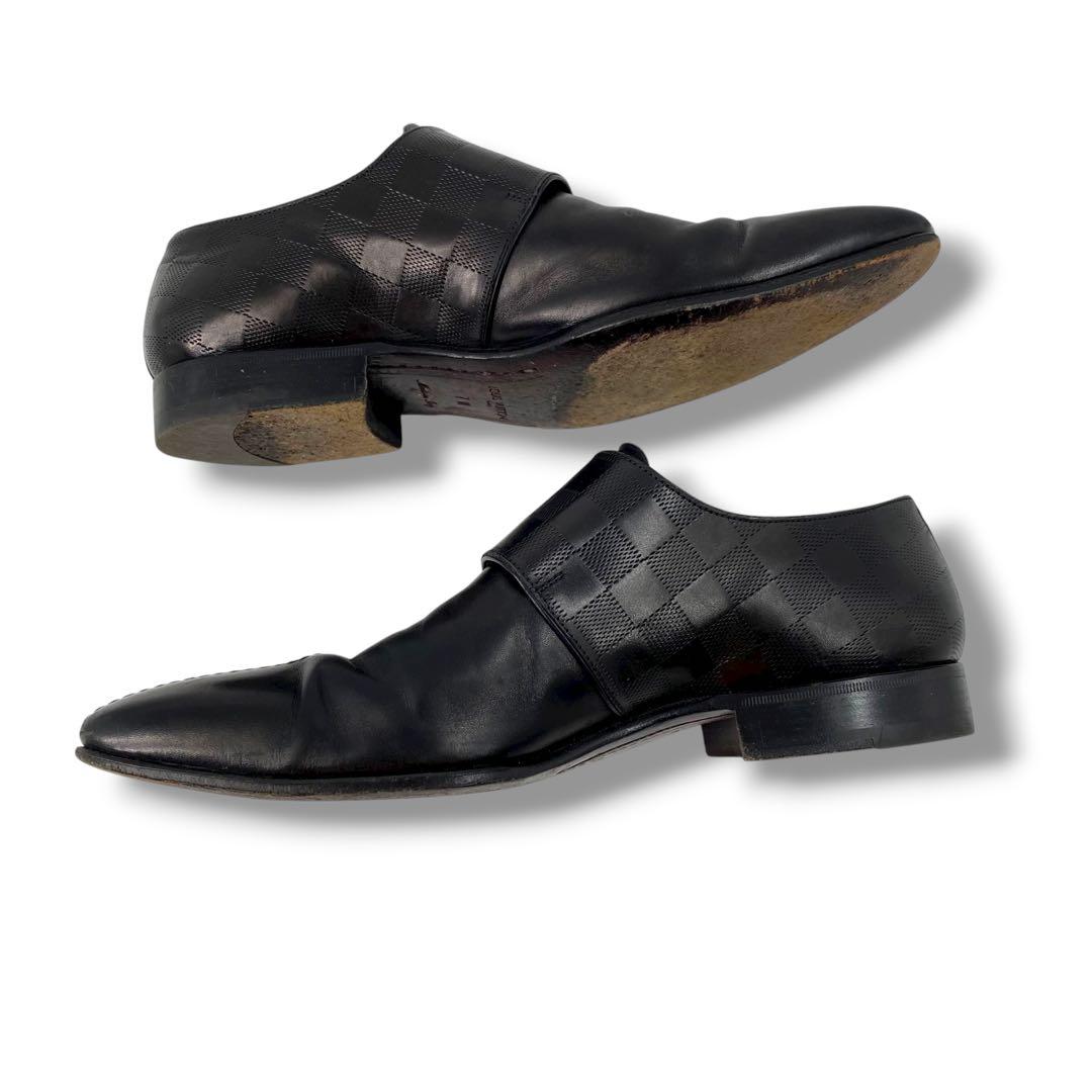 ルイ ヴィトン ダブルモンクストラップ シューズ ダミエアンフィニ レザー 7M