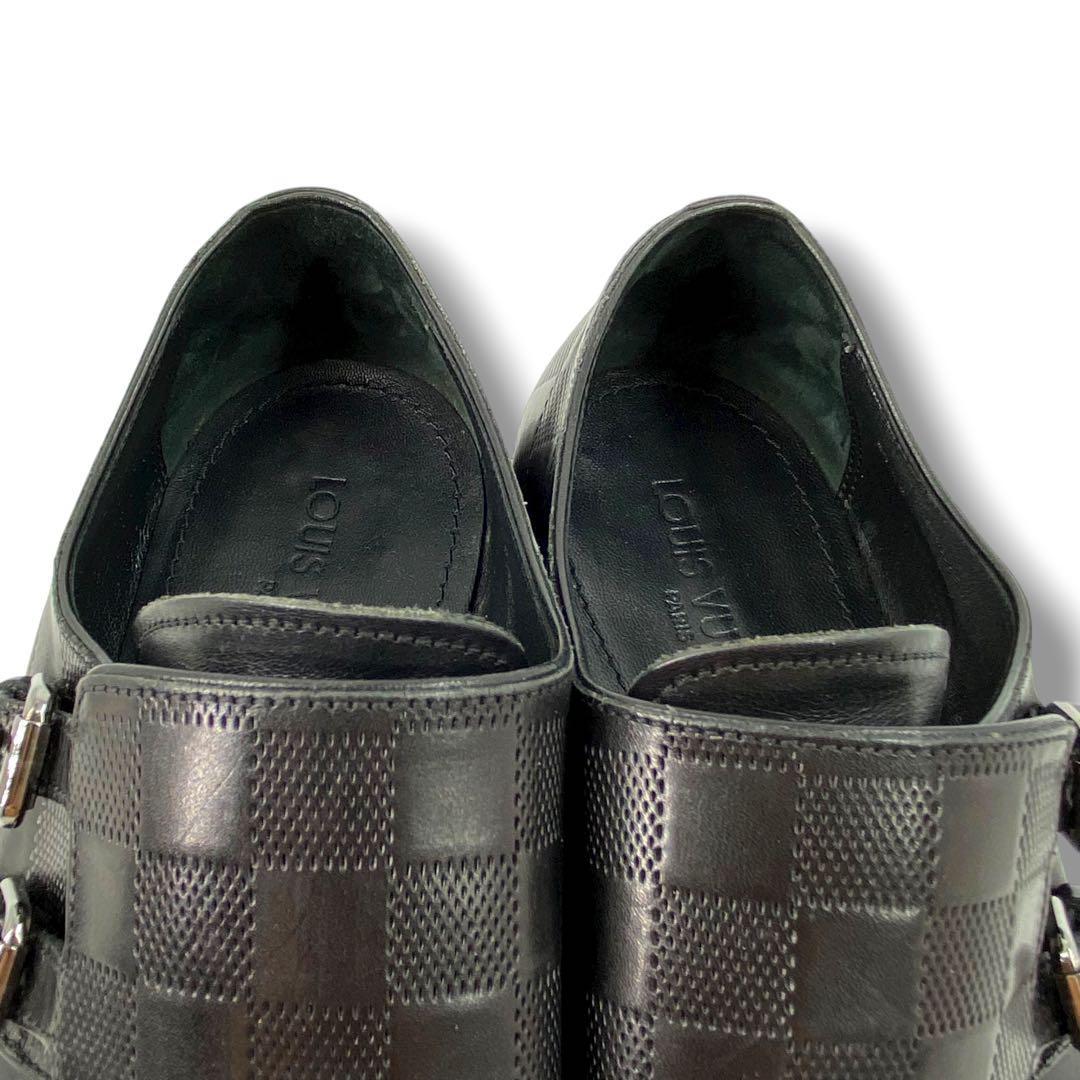 ルイ ヴィトン ダブルモンクストラップ シューズ ダミエアンフィニ レザー 7M